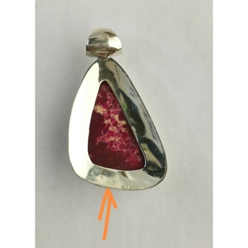 Sterling Silver Raspberry Red Jasper Drop Pendant - image 4